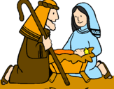 Disegno Adorano Gesù Bambino  pitturato su Alex