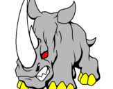 Disegno Rinoceronte II pitturato su simone