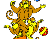 Disegno Scimmie giocoliere pitturato su °°Ary°°