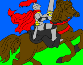 Disegno Cavaliere a cavallo pitturato su Ric Barbiano