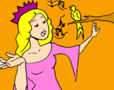 Disegno Principessa che canta pitturato su cleofe
