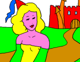Disegno Principessa e castello  pitturato su ale
