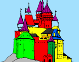Disegno Castello medievale  pitturato su lori