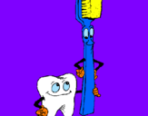 Disegno Molare e spazzolino da denti pitturato su leda