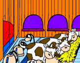 Disegno Mucche nella stalla  pitturato su xcx