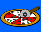 Disegno Pizza pitturato su nilo