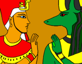 Disegno Ramses e Anubis pitturato su Lea