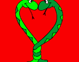 Disegno Serpenti innamorati  pitturato su sofia