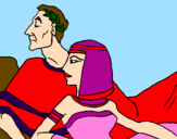 Disegno Cesare e Cleopatra  pitturato su alessia