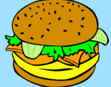 Disegno Hamburger completo  pitturato su diego