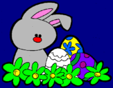 Disegno Coniglietto di Pasqua  pitturato su antonella