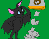 Disegno Pipistrello riciclatore pitturato su ambiente1_erik