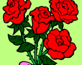 Disegno Mazzo di rose  pitturato su marty