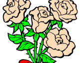 Disegno Mazzo di rose  pitturato su milena