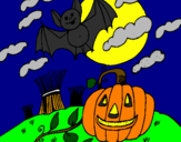 Disegno Halloween paesaggio pitturato su nicole