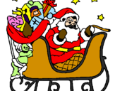 Disegno Babbo Natale alla guida della sua slitta pitturato su emin il re hahahah