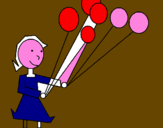 Disegno Ragazza con palloncini  pitturato su MARTA