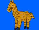 Disegno Cavallo di Troia pitturato su gimo
