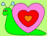 Disegno Lumachina cuore  pitturato su lara