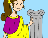 Disegno Giovane romana pitturato su Elison