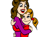 Disegno Madre e figlia abbracciate pitturato su flavia