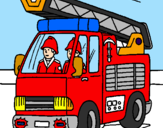 Disegno Camion dei Pompieri  pitturato su LEONARDO