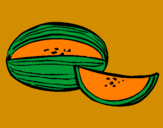 Disegno Melone  pitturato su giuliana