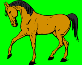 Disegno Cavallo con la zampa alzata  pitturato su bisonte simo