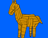 Disegno Cavallo di Troia pitturato su sofia stentella