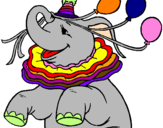 Disegno Elefante con 3 palloncini  pitturato su Matteo