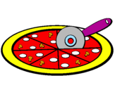 Disegno Pizza pitturato su marty