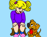 Disegno Bambina con il suo cagnolino  pitturato su jessica scribani