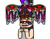 Disegno Totem pitturato su midori