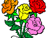 Disegno Mazzo di rose  pitturato su annam