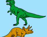 Disegno Triceratops e Tyrannosaurus Rex pitturato su valerio