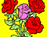 Disegno Mazzo di rose  pitturato su giulia