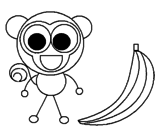 Disegno Scimmia 2 pitturato su sara