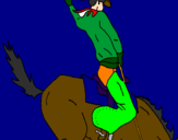 Disegno Cowboy a cavallo  pitturato su Michele