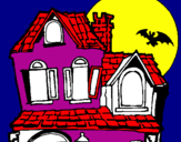 Disegno La Casa del mistero  pitturato su IRENE MARTINI
