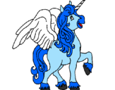 Disegno Unicorno con le ali  pitturato su chiara francy