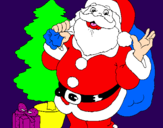 Disegno Babbo Natale con lalbero di Natale pitturato su FEDERICA
