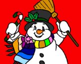 Disegno Pupazzo di neve con la sciarpa pitturato su CHICCA
