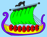 Disegno Barca vikinga  pitturato su THOMAS  .T.
