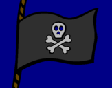 Disegno Bandiera dei pirati pitturato su maia