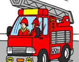 Disegno Camion dei Pompieri  pitturato su GIORGIO