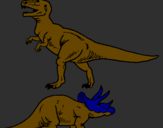 Disegno Triceratops e Tyrannosaurus Rex pitturato su NICOLò