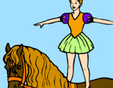 Disegno Trapezista in groppa al cavallo pitturato su gaia