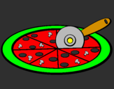 Disegno Pizza pitturato su leonardo