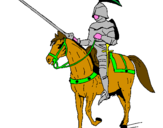 Disegno Cavallerizzo a cavallo  pitturato su paolo