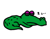 Disegno Coccodrillo addormentato  pitturato su javier saez 4
